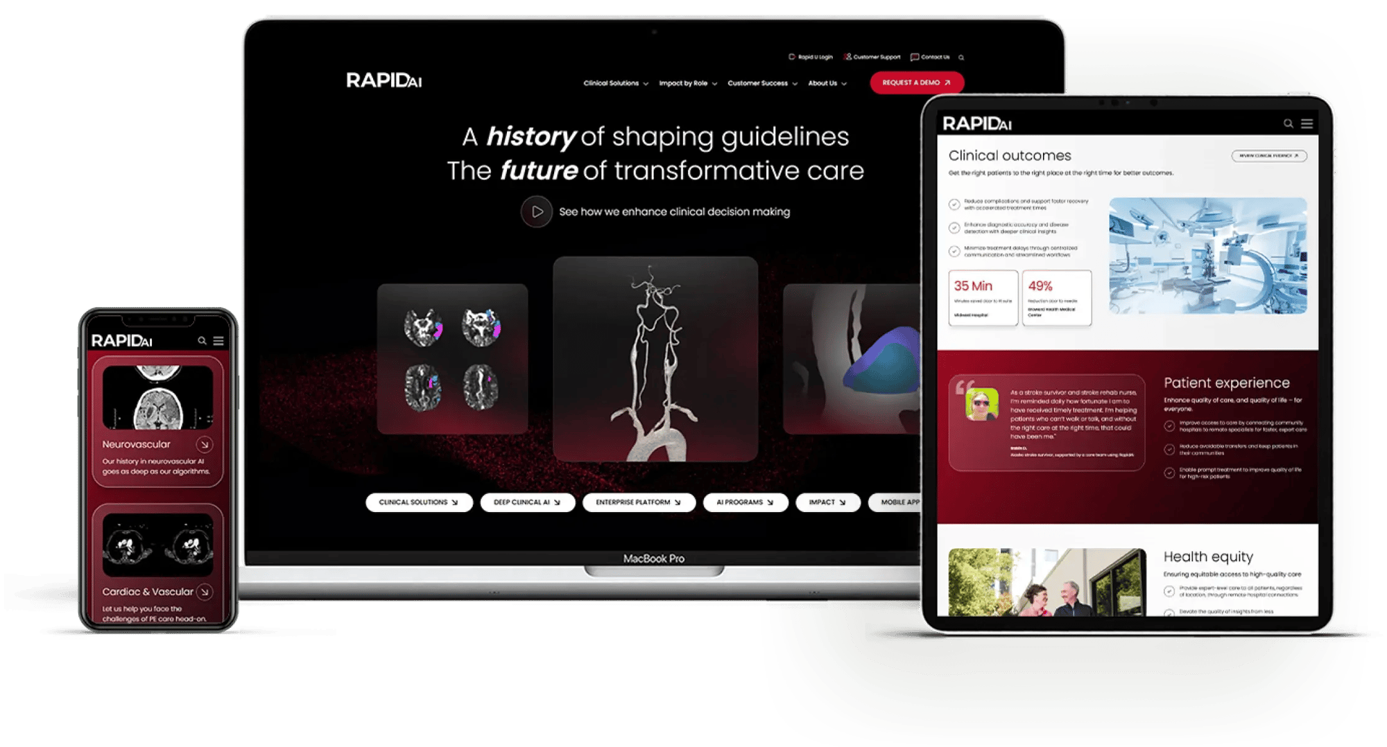 image of various devices with medicals scans from rapidai platform